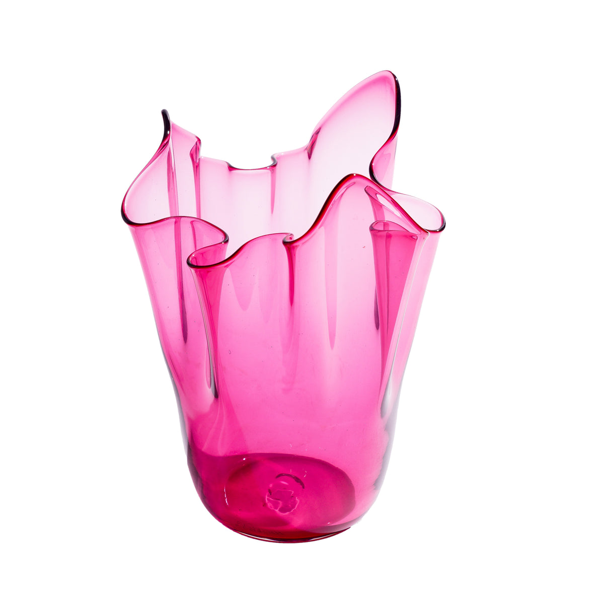 Pilgrim Glass handkerchief vase in cranberry, c. 1968