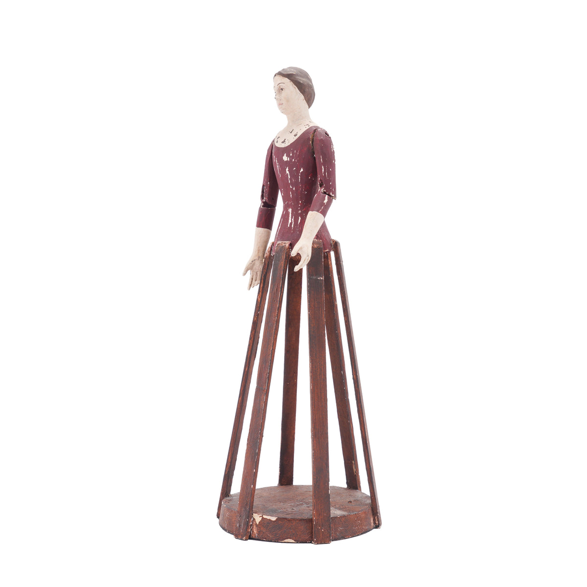 French folk art / Santos cage doll with articulated arms, c. 1800-25