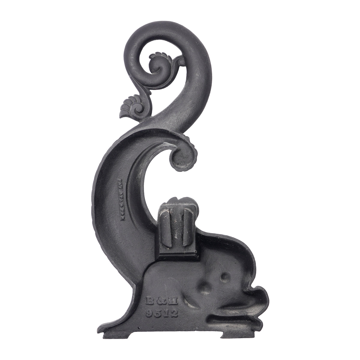 Pair of Bradley & Hubbard cast iron dolphin form andirons, c. 1900