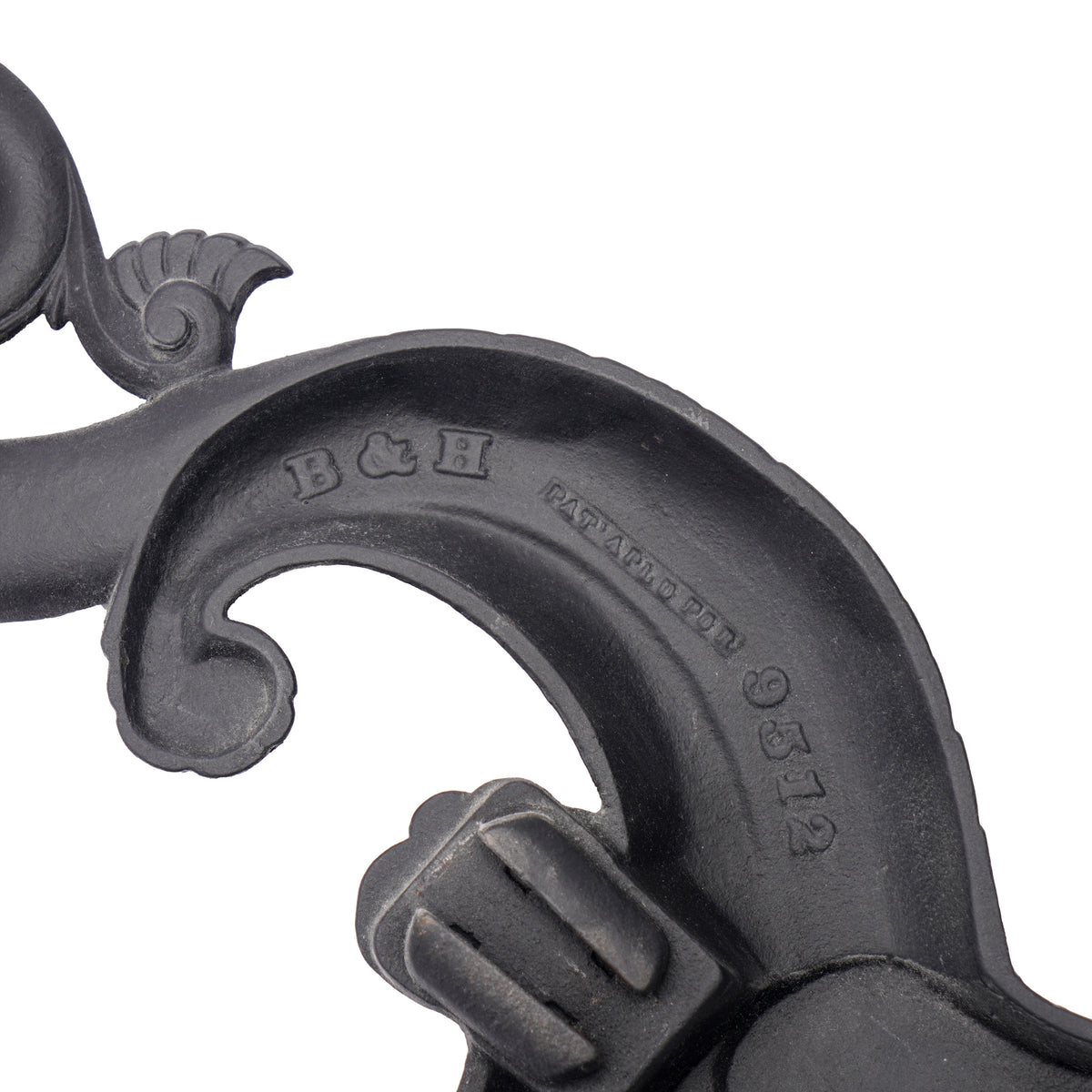 Pair of Bradley & Hubbard cast iron dolphin form andirons, c. 1900