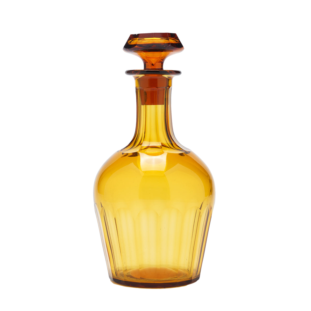 Set of amber glass stemware with decanter, 1830's
