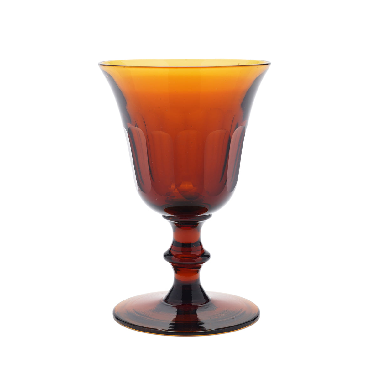 Set of amber glass stemware with decanter, 1830's