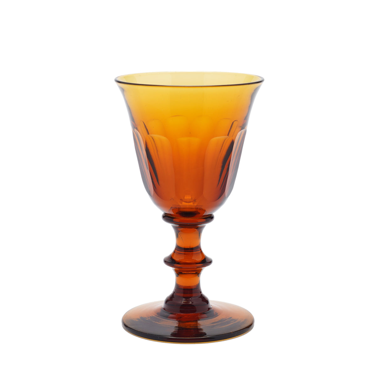 Set of amber glass stemware with decanter, 1830's