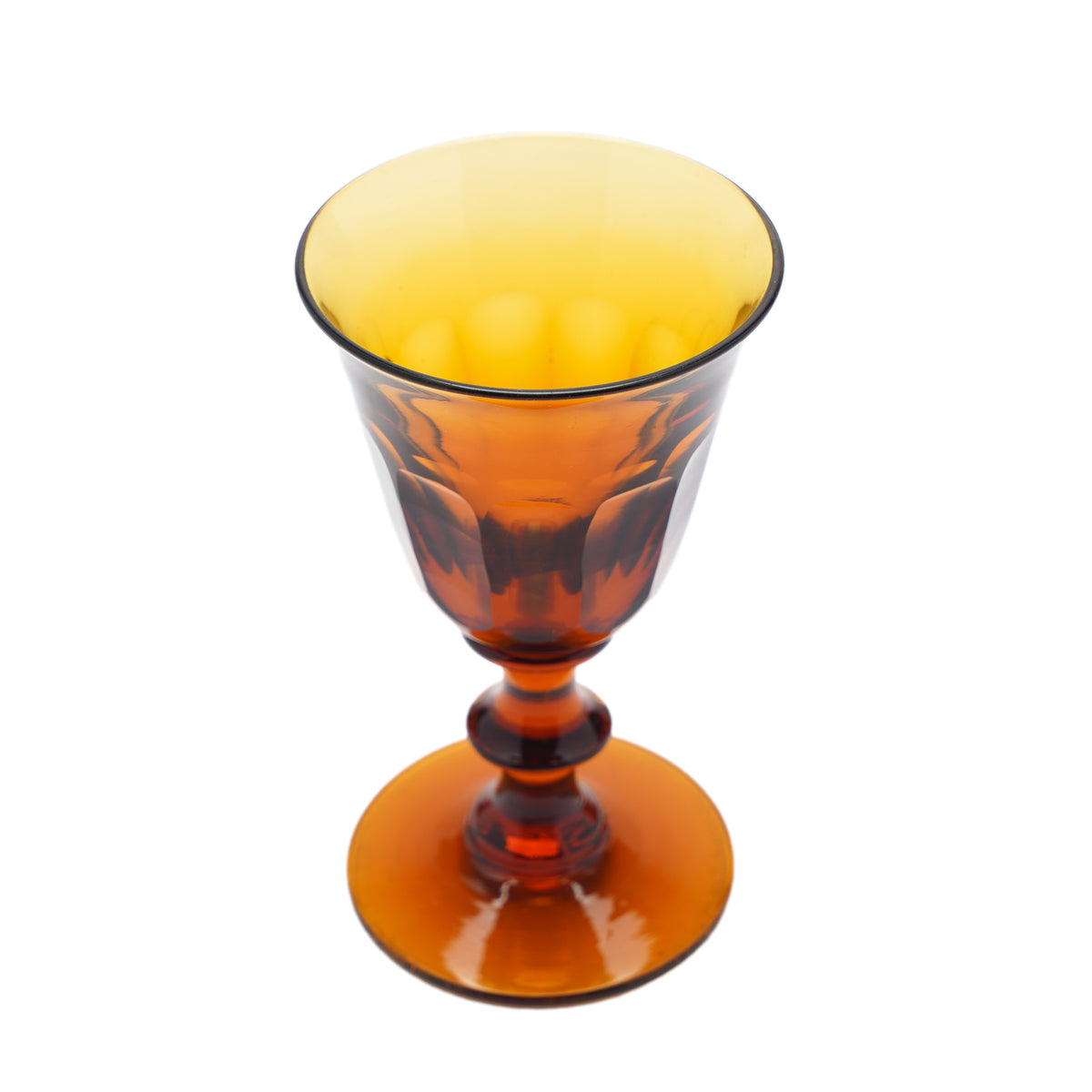 Set of amber glass stemware with decanter, 1830's