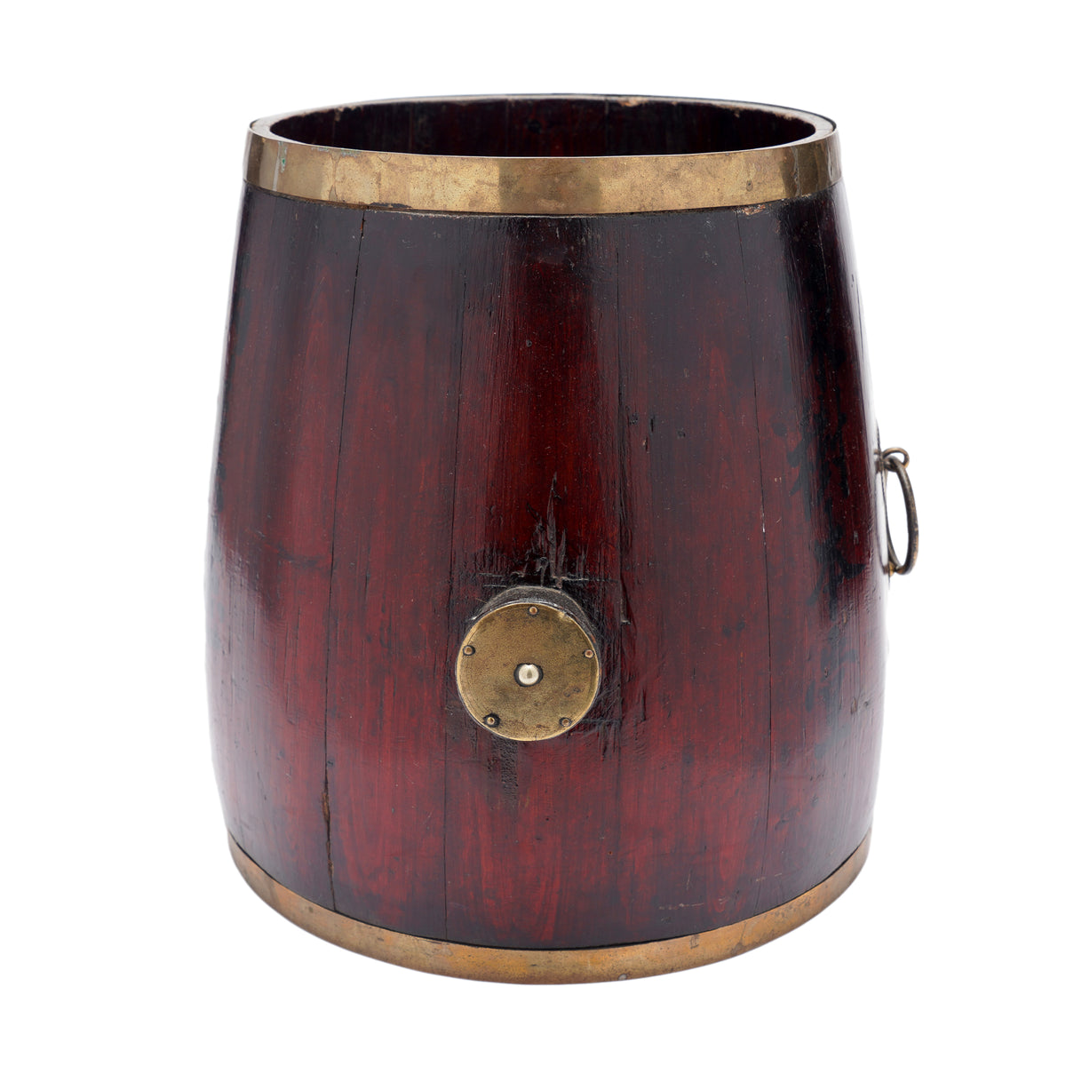 Chinese Barrel Form Brass Bound Grain Measure With Calligraphy, 1915