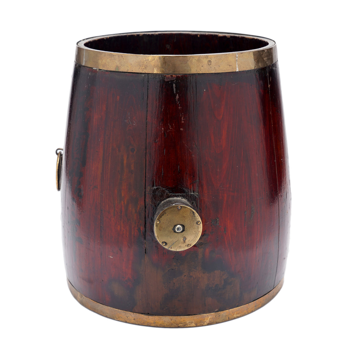 Chinese Barrel Form Brass Bound Grain Measure With Calligraphy, 1915