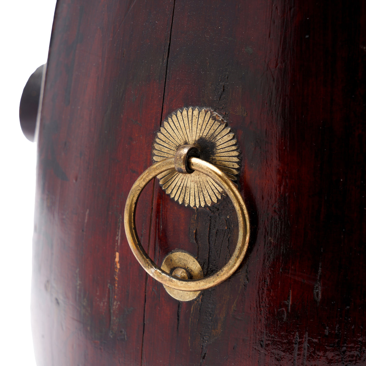 Chinese Barrel Form Brass Bound Grain Measure With Calligraphy, 1915