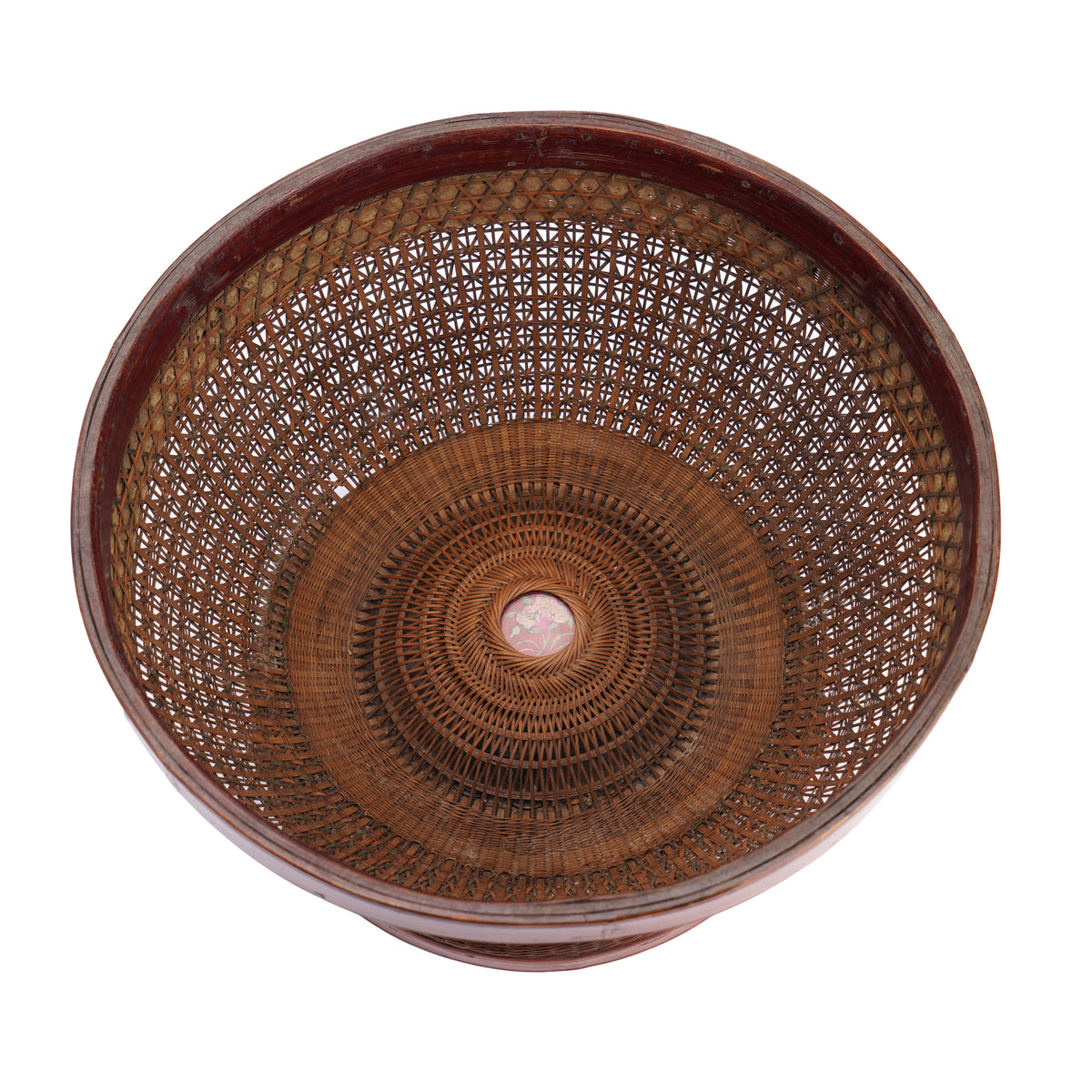 Chinese dyed bamboo betrothal basket with cover, c. 1880-1910