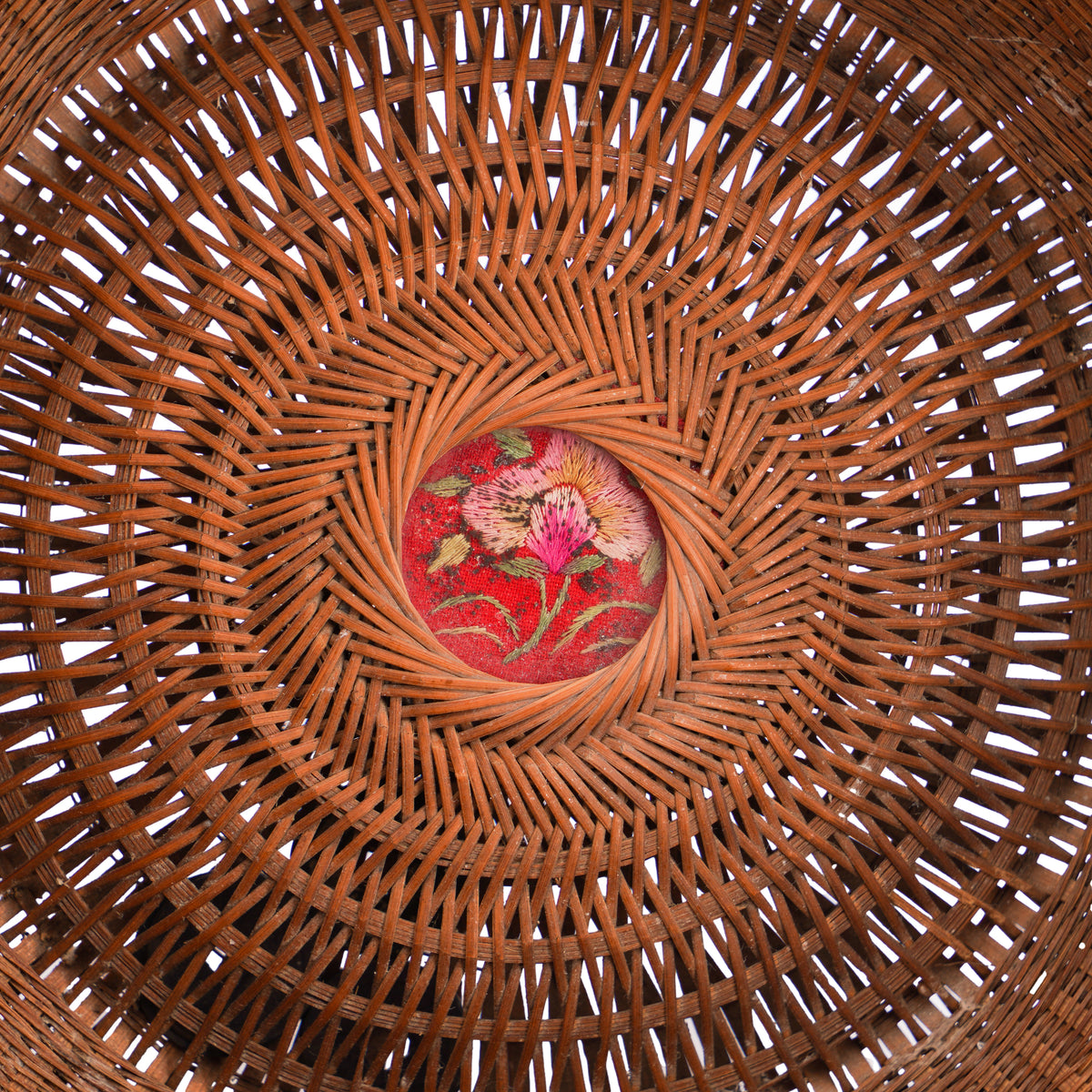 Chinese dyed bamboo betrothal basket with cover, c. 1880-1910