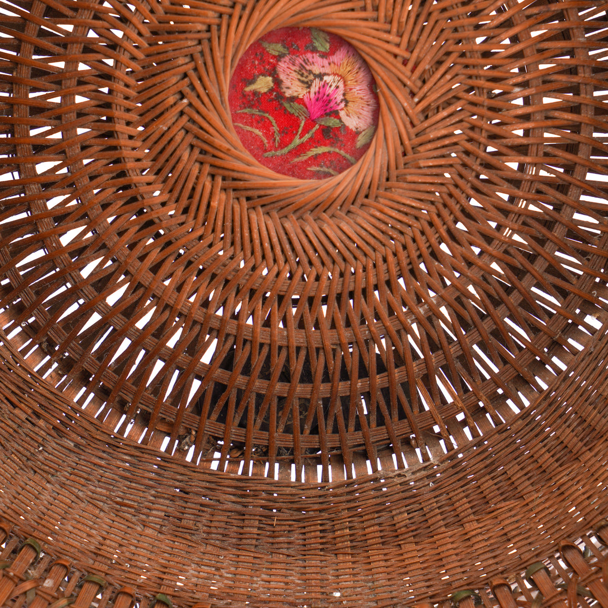 Chinese dyed bamboo betrothal basket with cover, c. 1880-1910