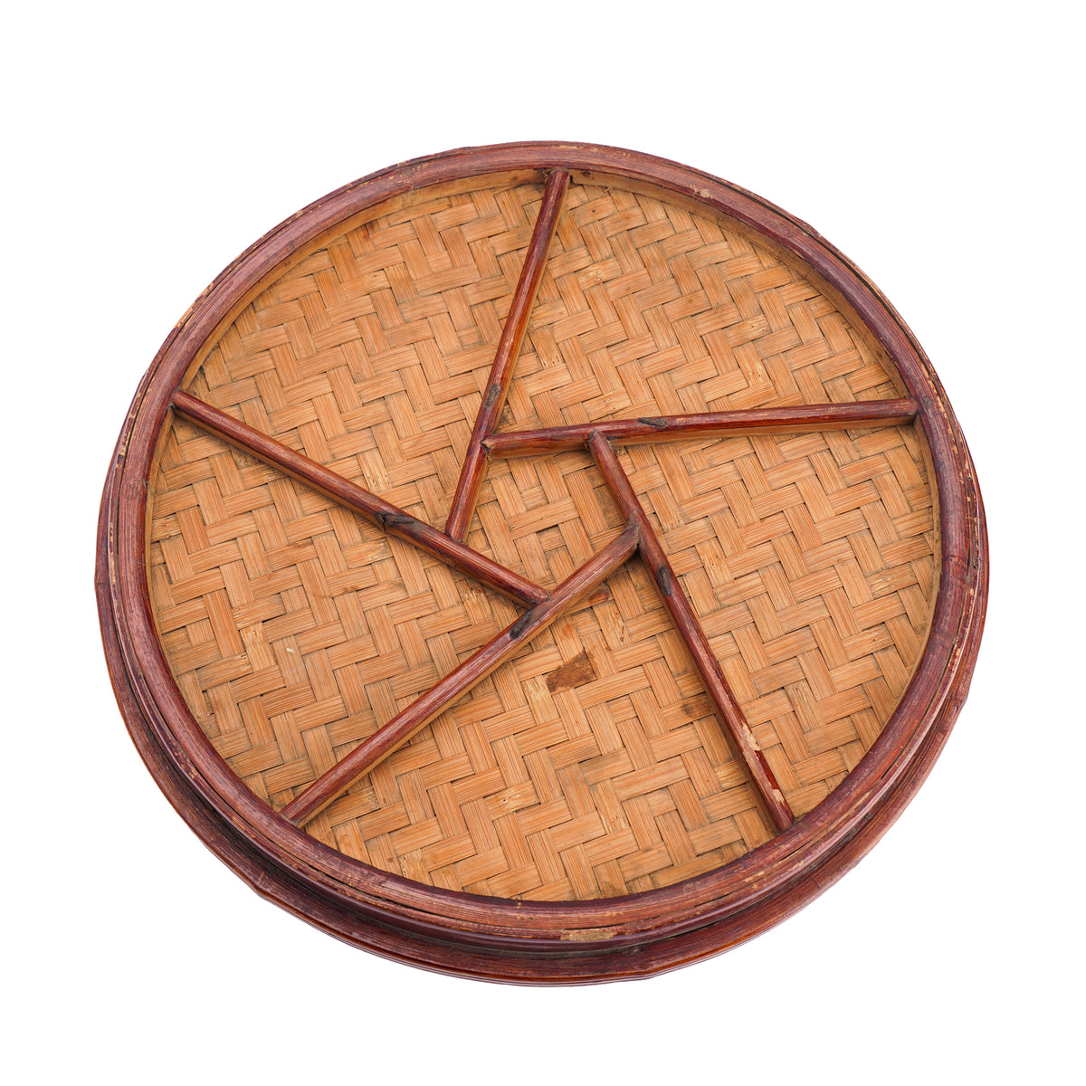 Chinese dyed bamboo betrothal basket with cover, c. 1880-1910