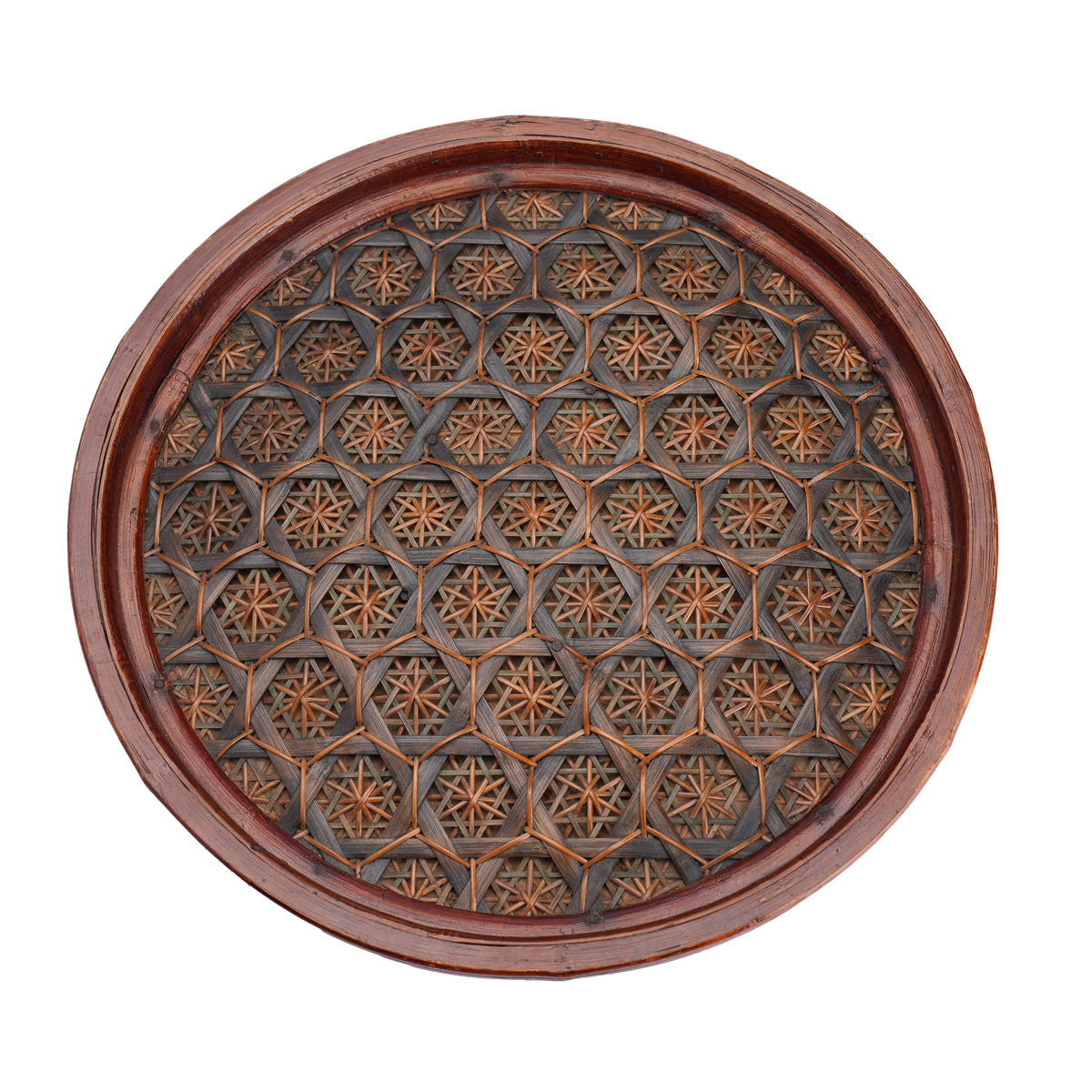 Chinese dyed bamboo betrothal basket with cover, c. 1880-1910