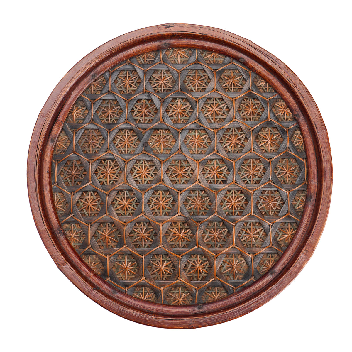 Chinese dyed bamboo betrothal basket with cover, c. 1880-1910