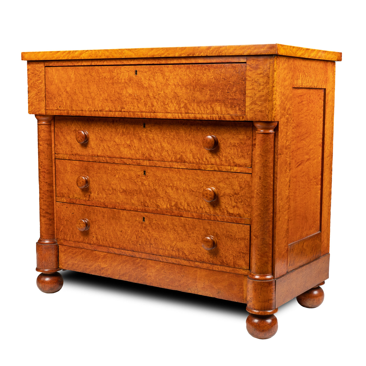 American Neoclassic Bird's Eye Maple Four Drawer Chest, c. 1820