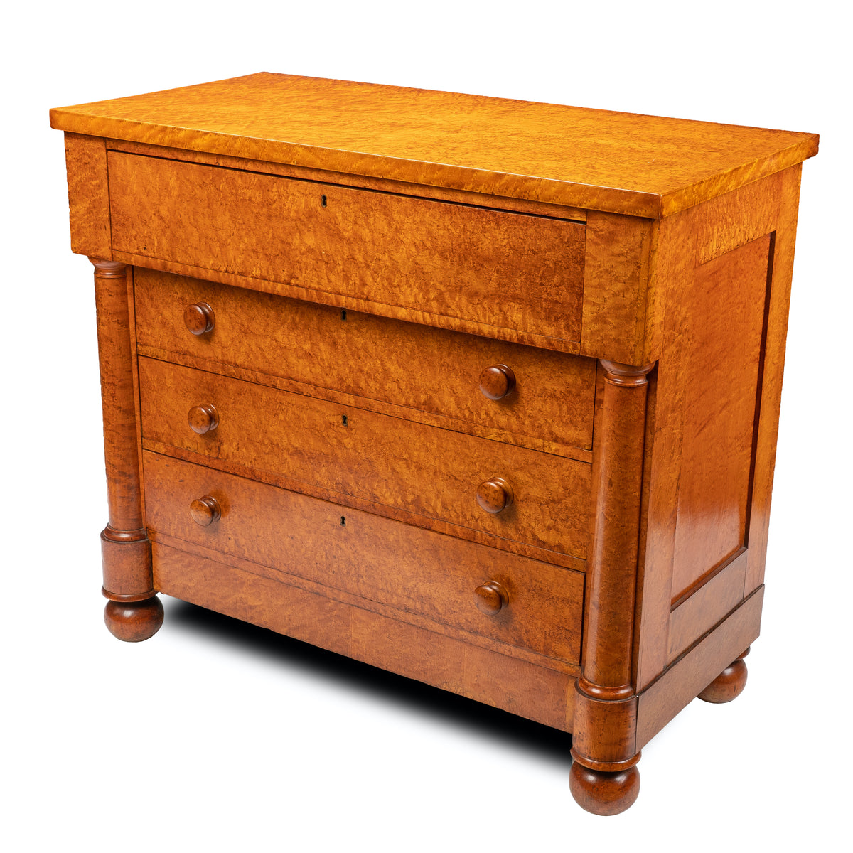 American Neoclassic Bird's Eye Maple Four Drawer Chest, c. 1820
