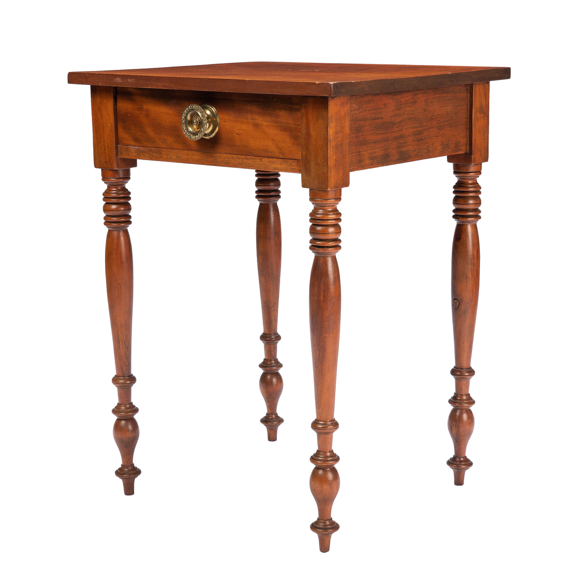Upper Connecticut Valley Sheraton curly birch one-drawer stand, c. 1820