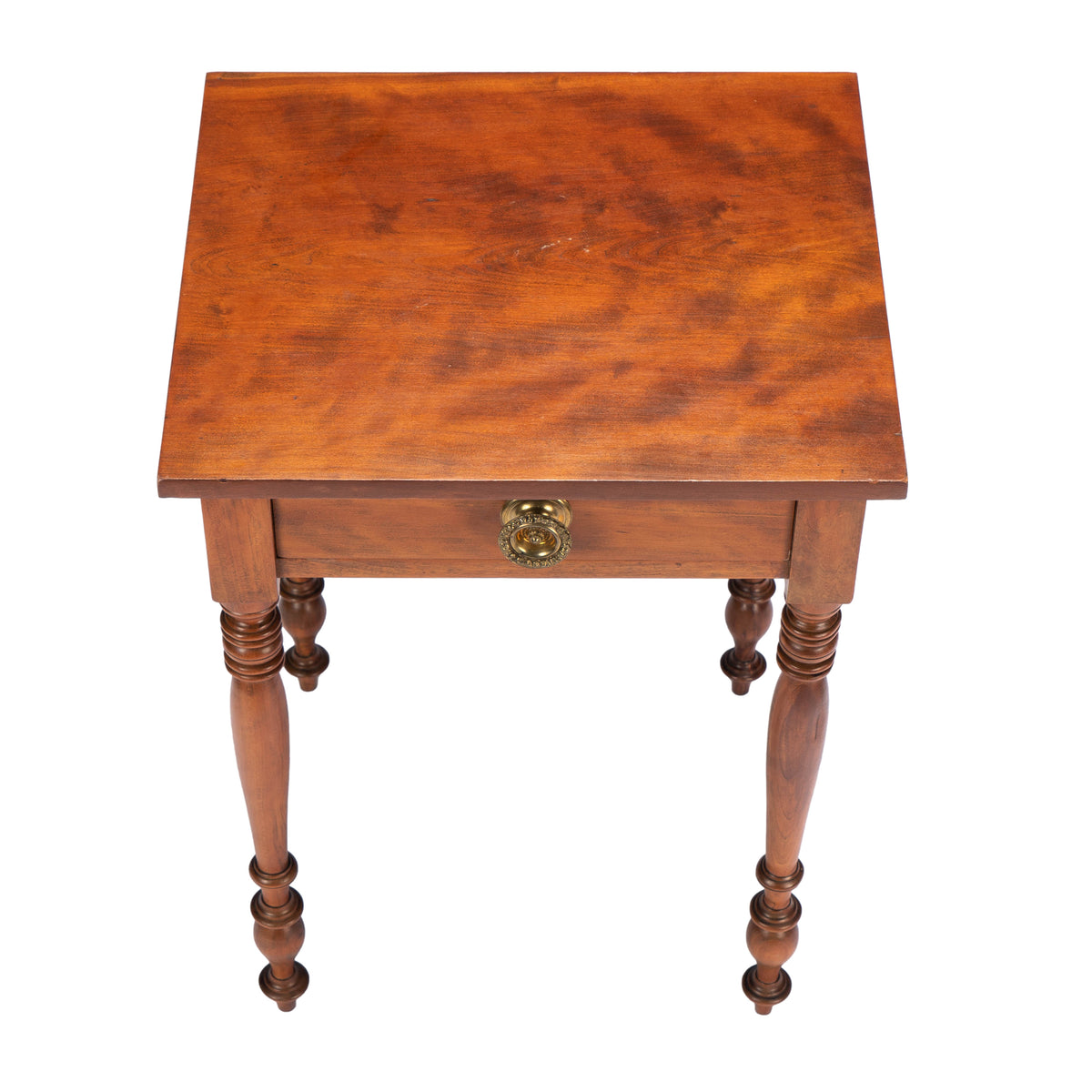 Upper Connecticut Valley Sheraton curly birch one-drawer stand, c. 1820