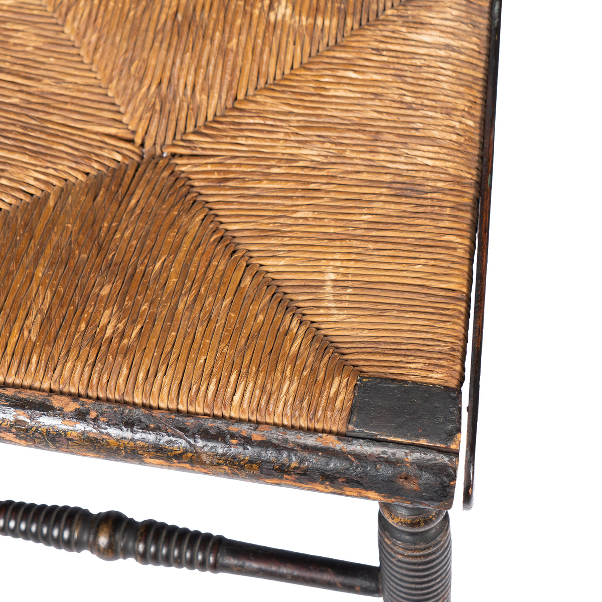 Upper Connecticut Valley Hitchcock-type painted turtle-back rush seat side chair, circa 1820-30