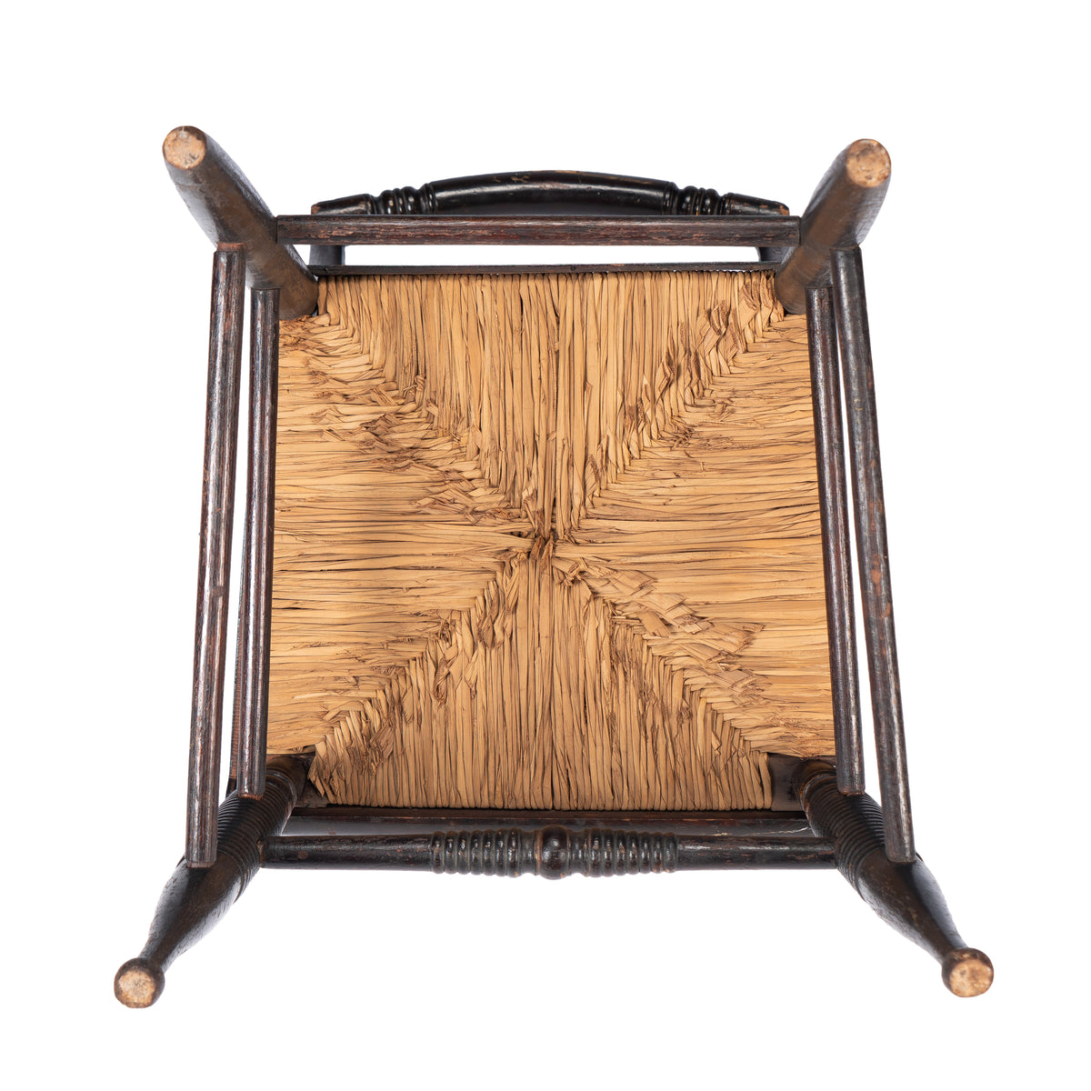 Upper Connecticut Valley Hitchcock-type painted turtle-back rush seat side chair, circa 1820-30