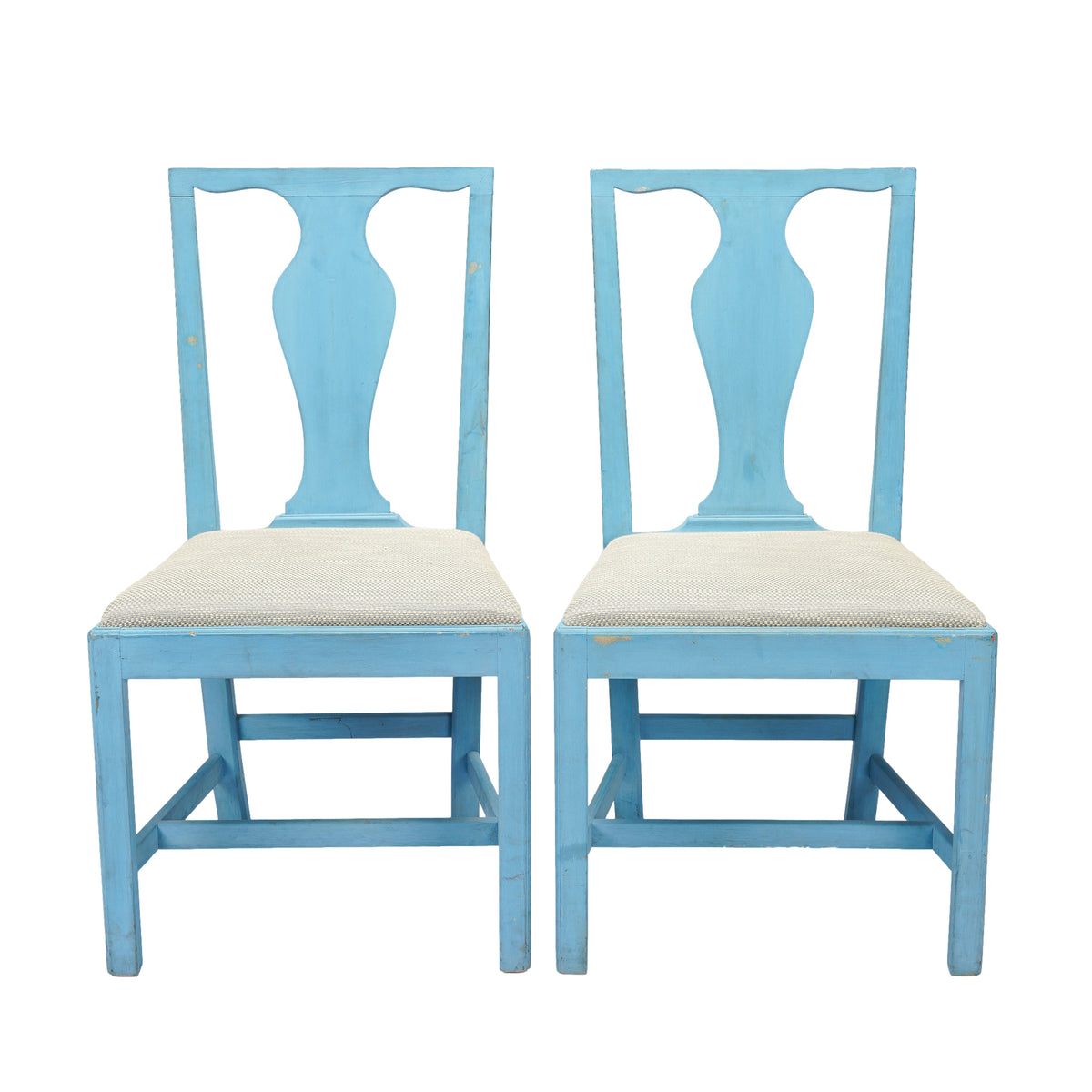 Pair of painted Academic Revival slip seat side chairs, 1940