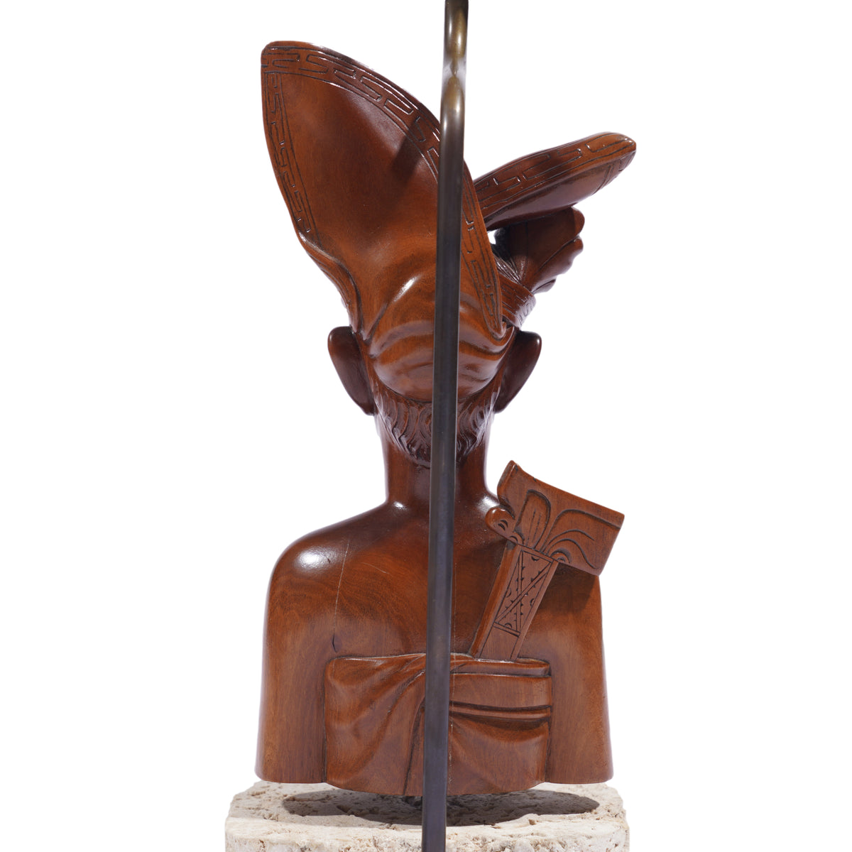 Balinese carved Klungkung wood bust lamps, 1920-40