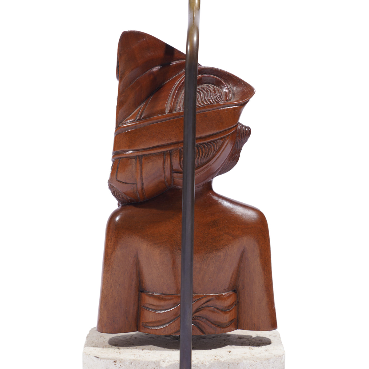 Balinese carved Klungkung wood bust lamps, 1920-40