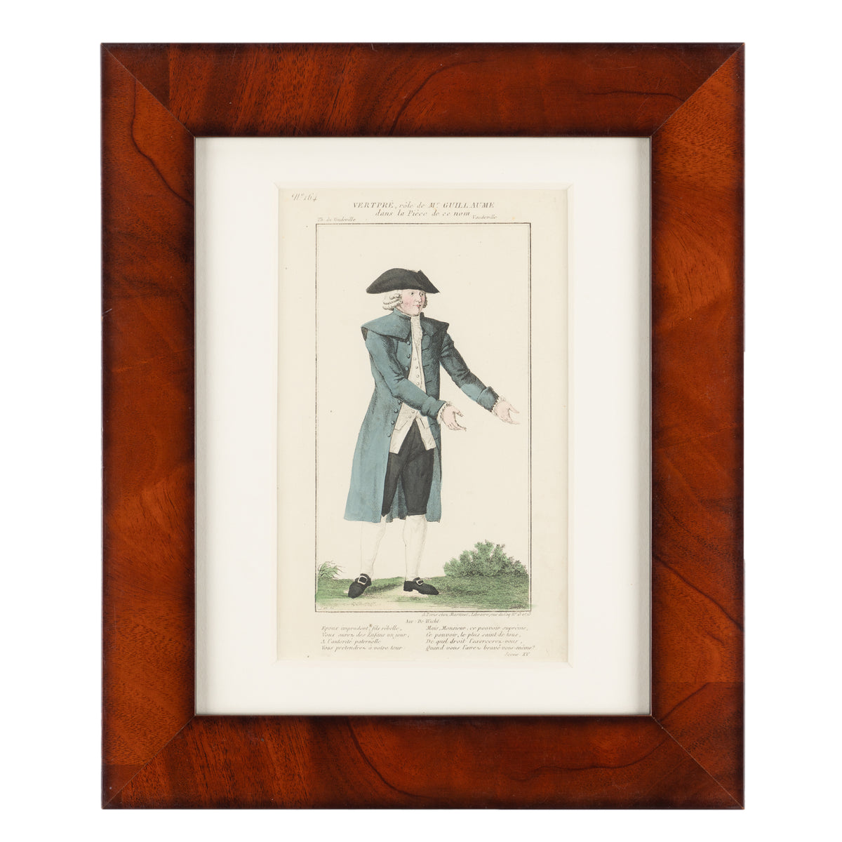 Pair of French hand-colored copperplate theatrical engravings, c. 1800