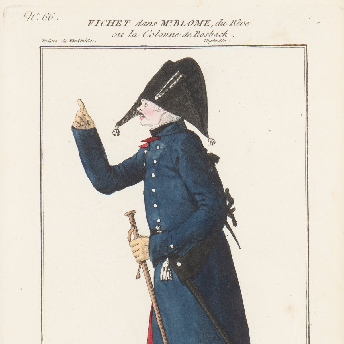 Pair of French hand-colored copperplate theatrical engravings, c. 1800