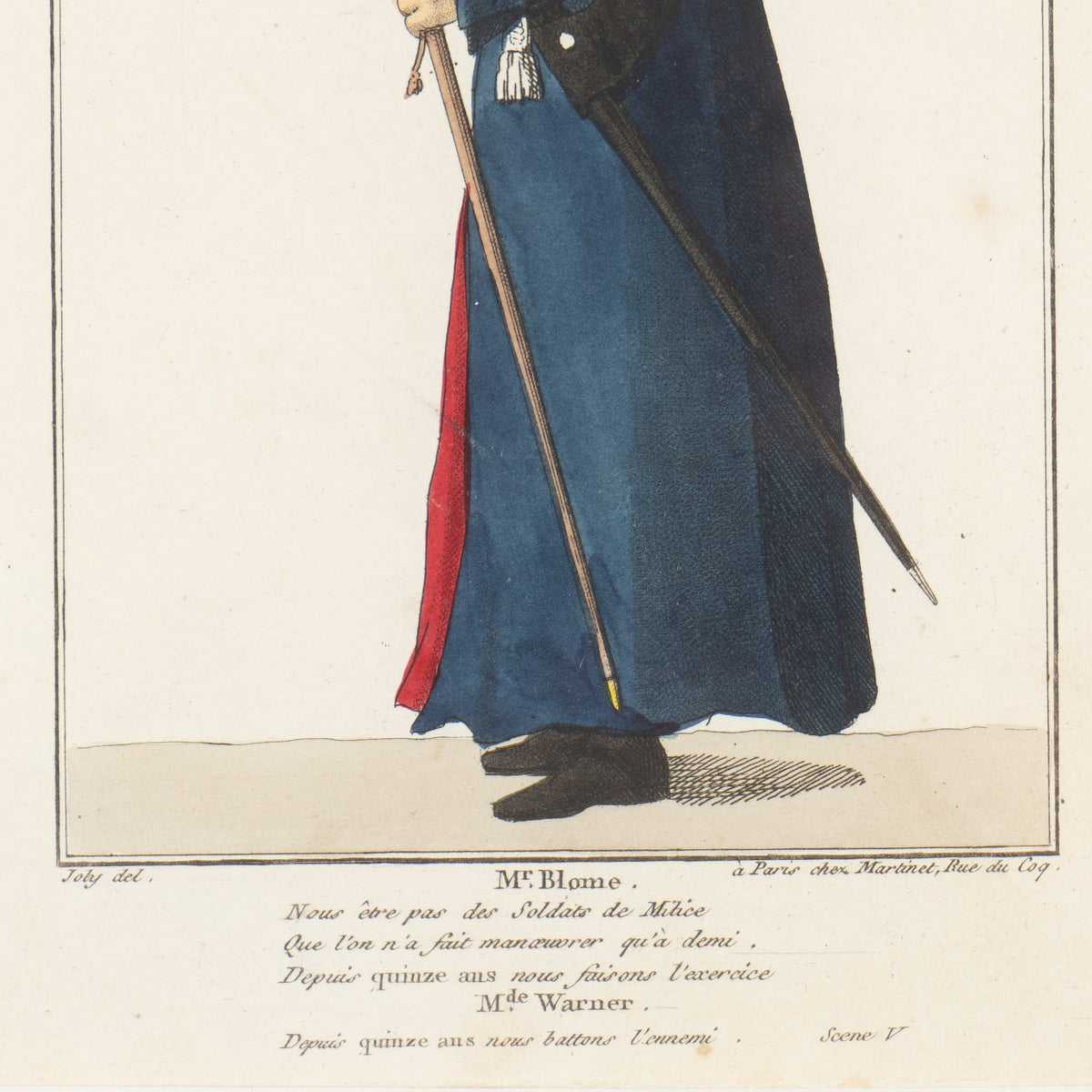 Pair of French hand-colored copperplate theatrical engravings, c. 1800