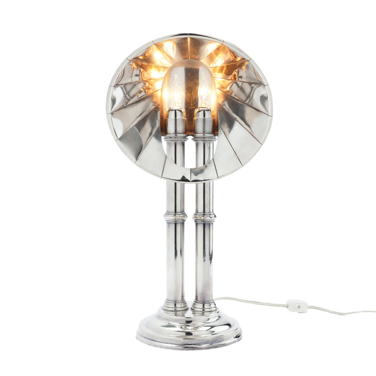 English silvered copper and brass pulpit lamp, c. 1835