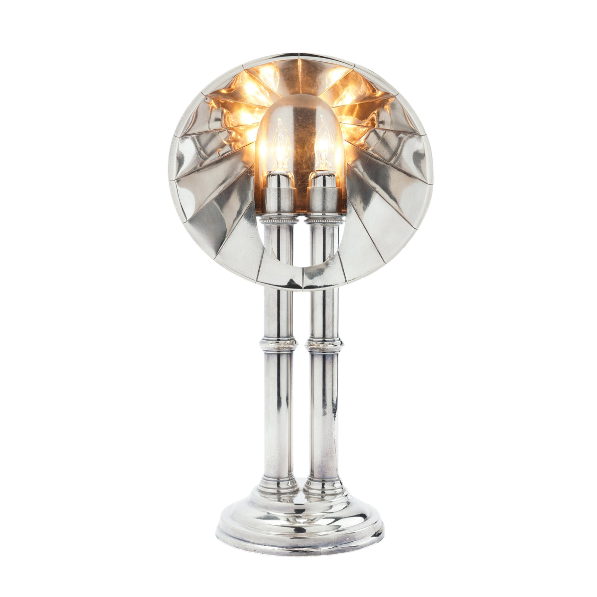 English silvered copper and brass pulpit lamp, c. 1835