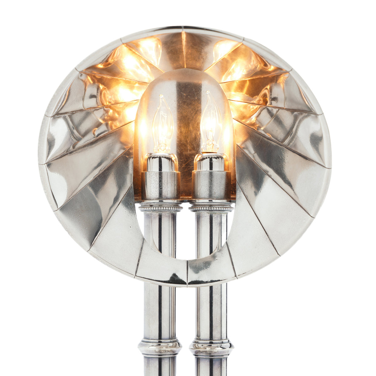 English silvered copper and brass pulpit lamp, c. 1835