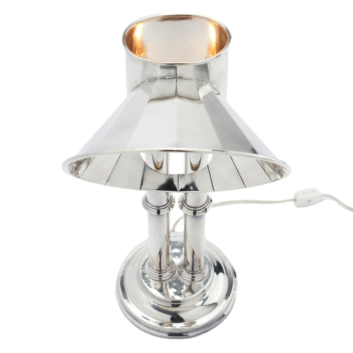 English silvered copper and brass pulpit lamp, c. 1835