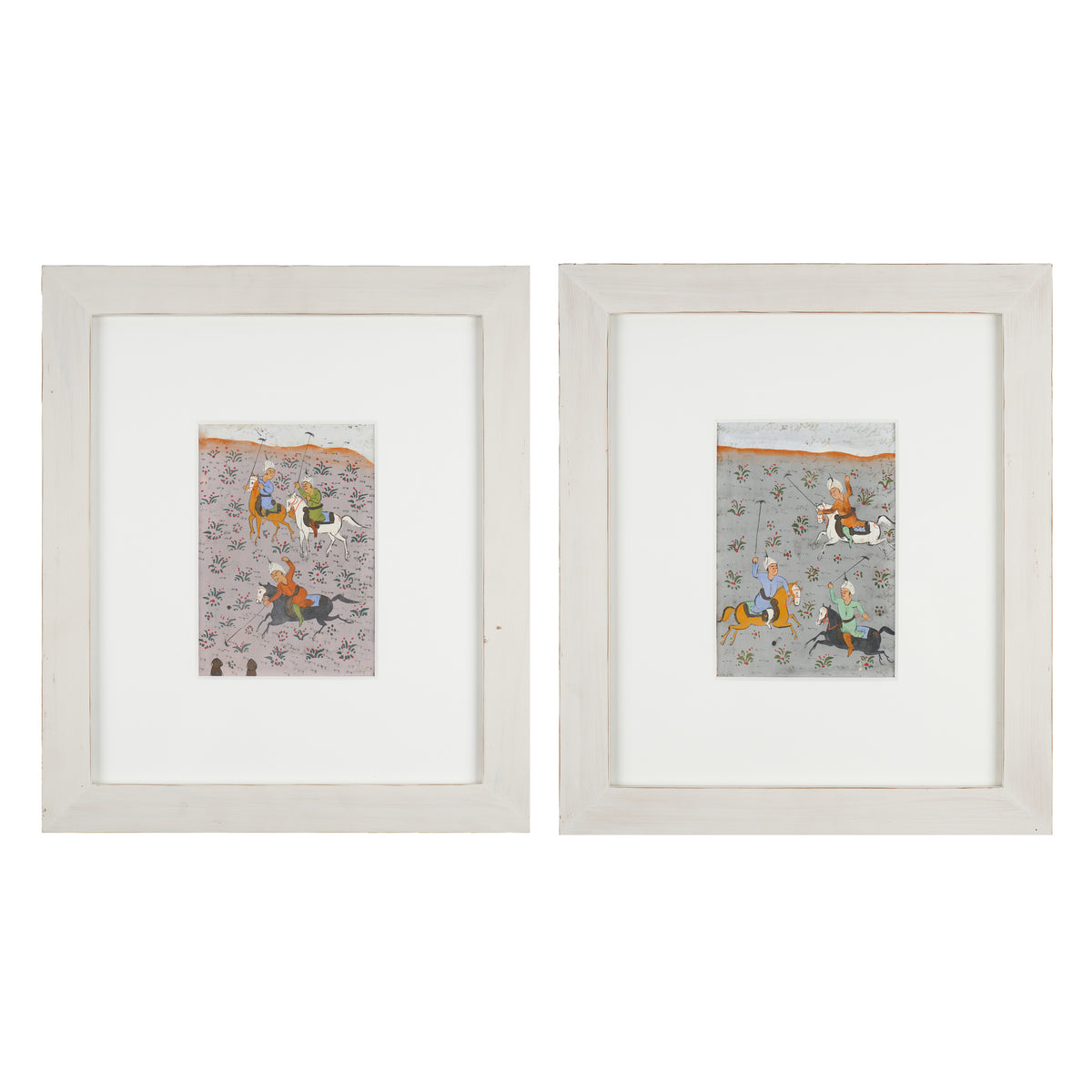 Pair of Persian gouache paintings, 1800's