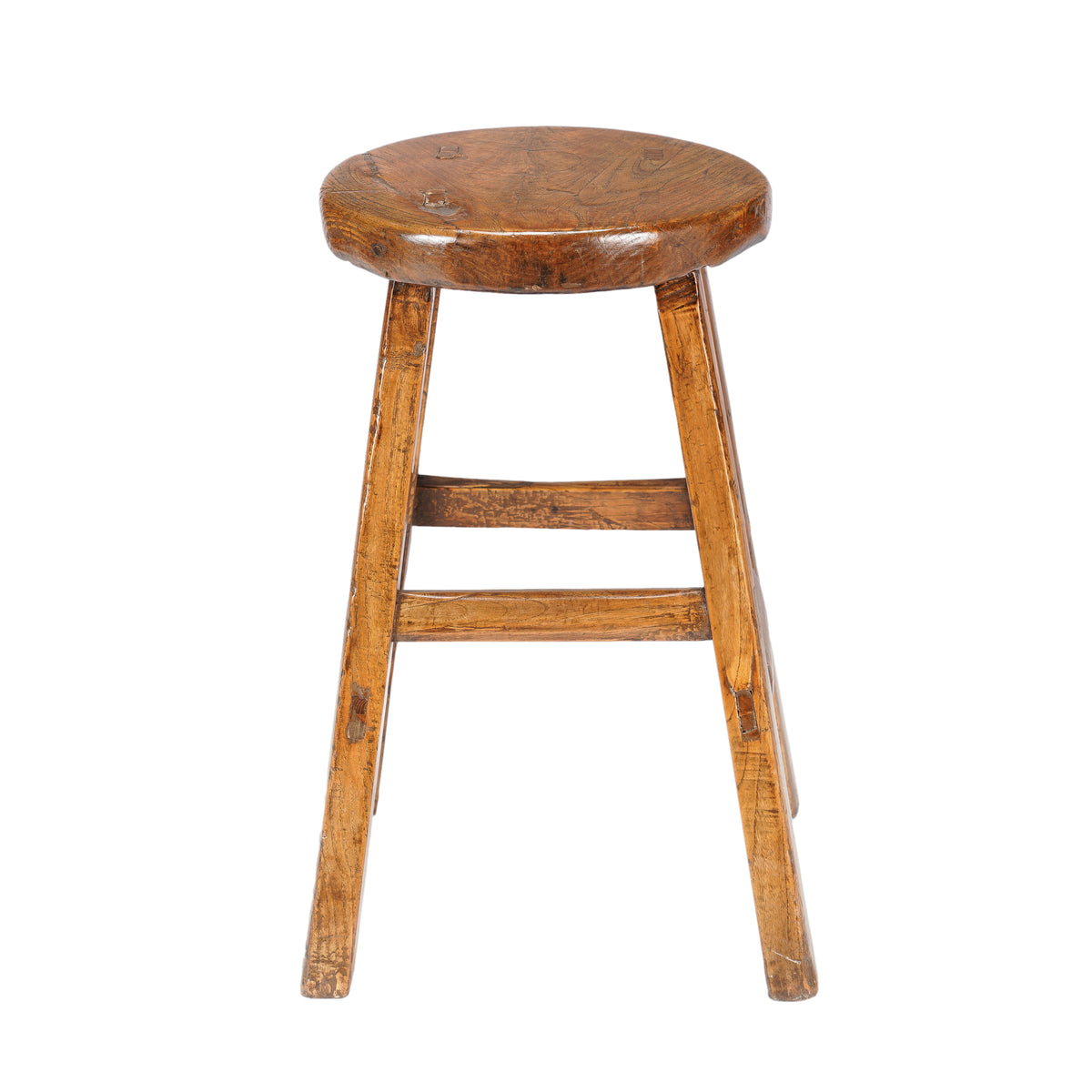 Chinese elm wood circular seat stool, 1875-1900
