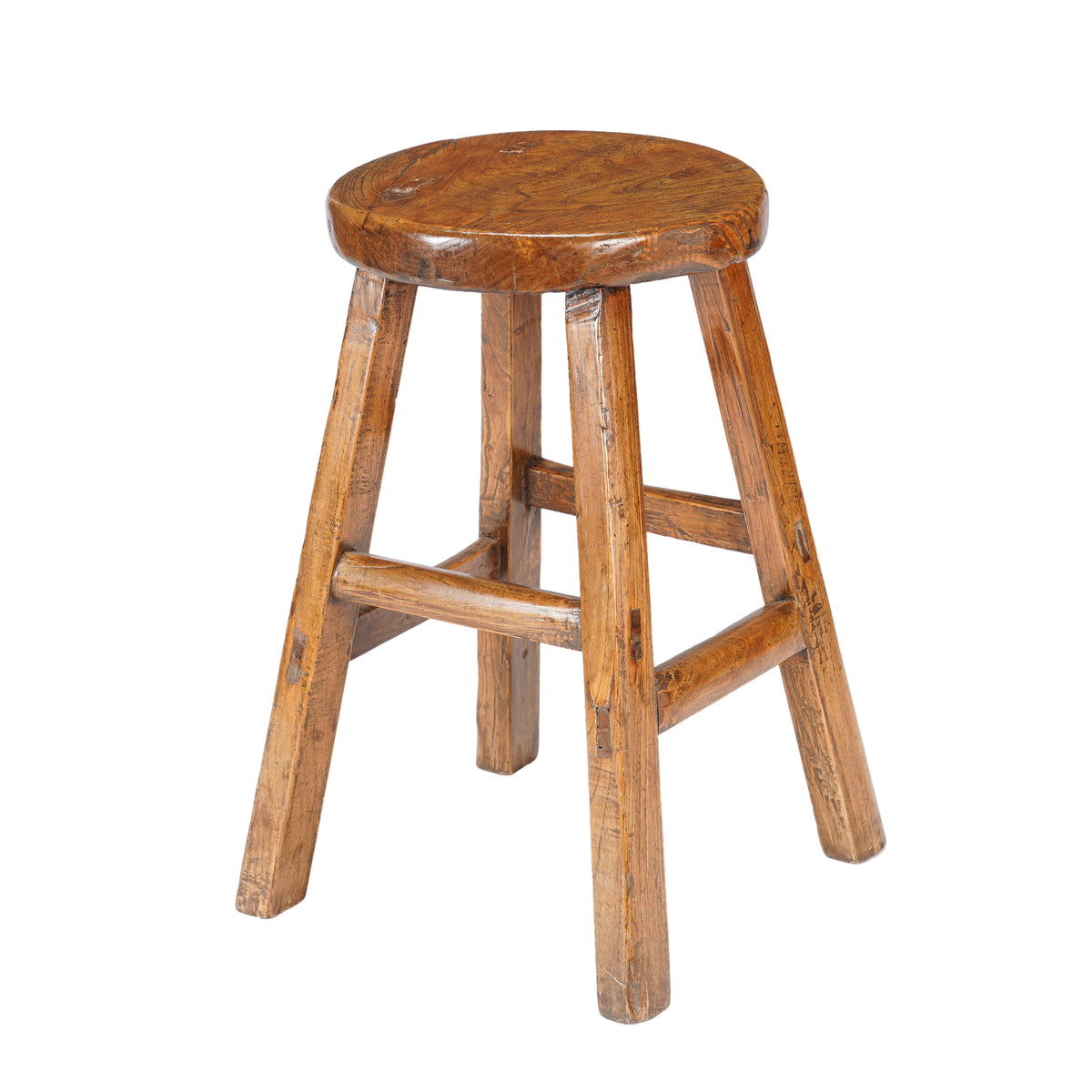 Chinese elm wood circular seat stool, 1875-1900