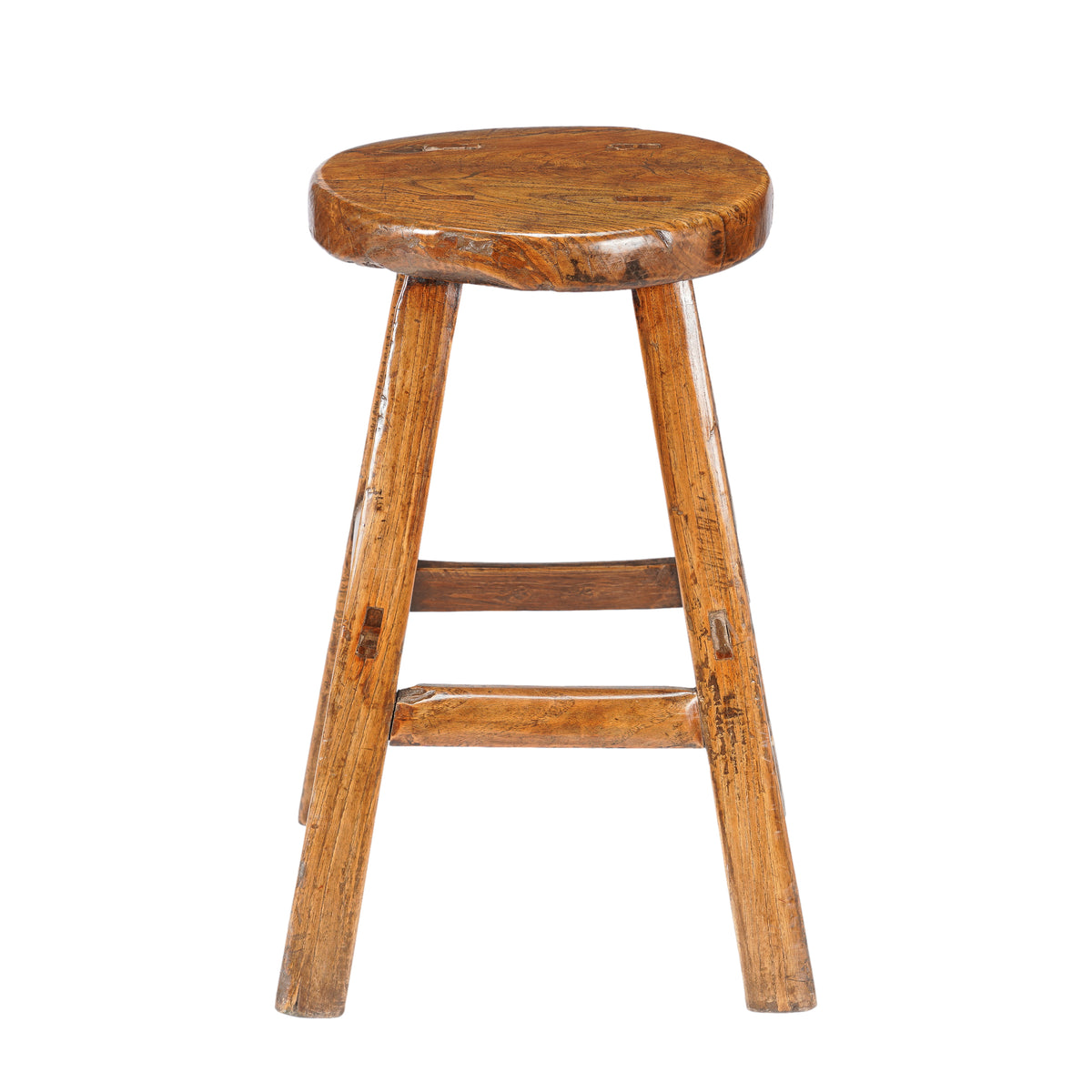 Chinese elm wood circular seat stool, 1875-1900