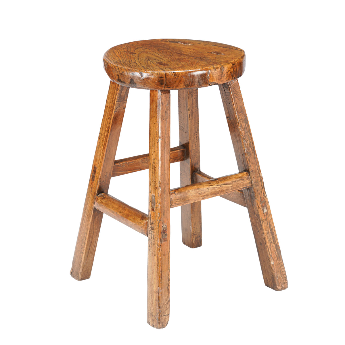 Chinese elm wood circular seat stool, 1875-1900