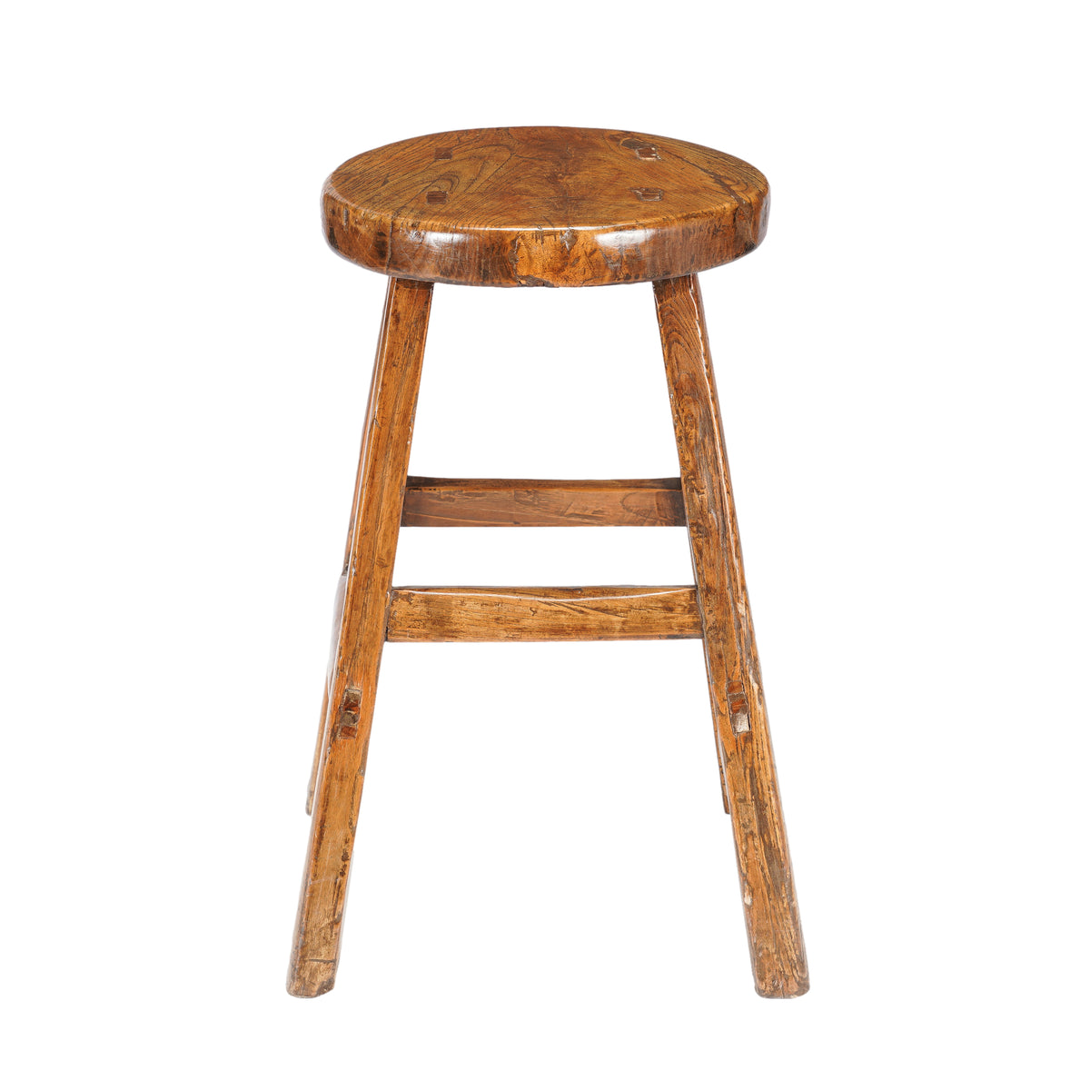 Chinese elm wood circular seat stool, 1875-1900