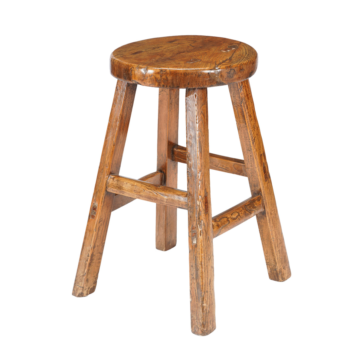 Chinese elm wood circular seat stool, 1875-1900