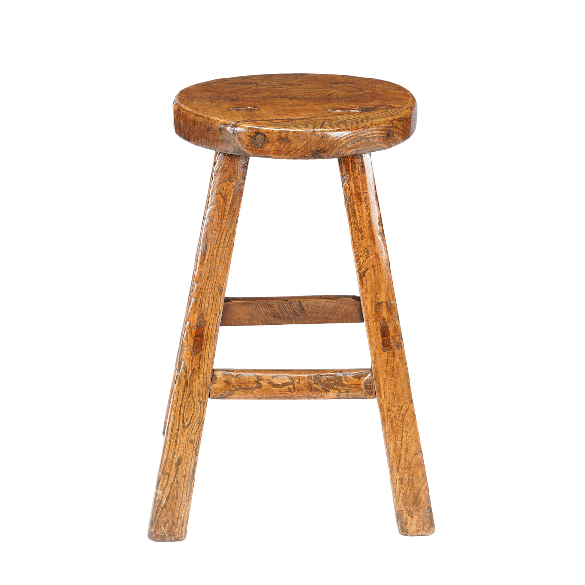 Chinese elm wood circular seat stool, 1875-1900