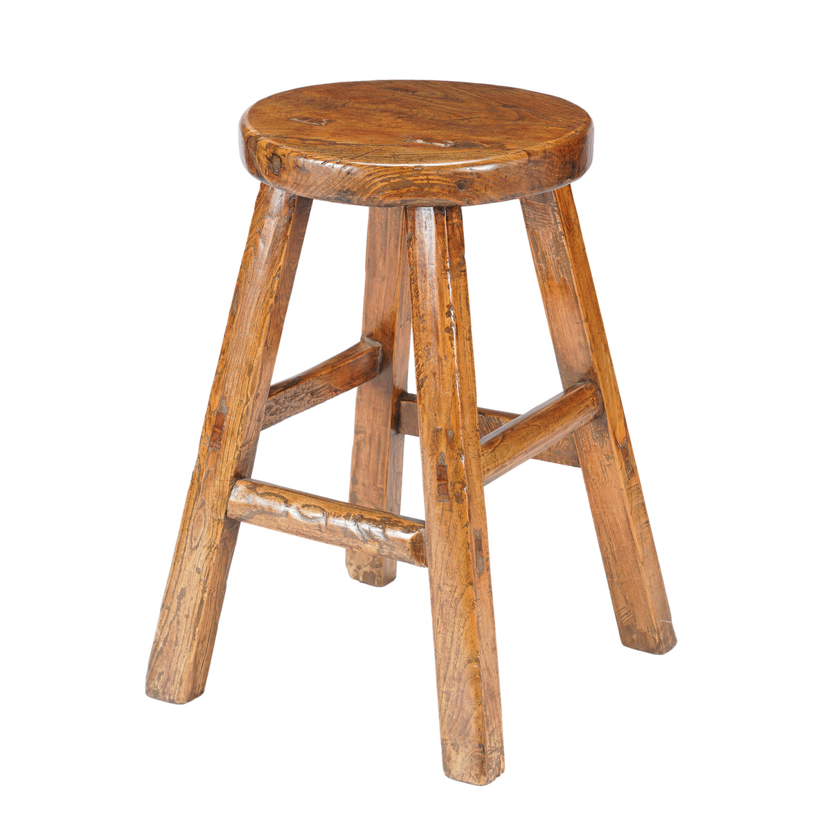 Chinese elm wood circular seat stool, 1875-1900