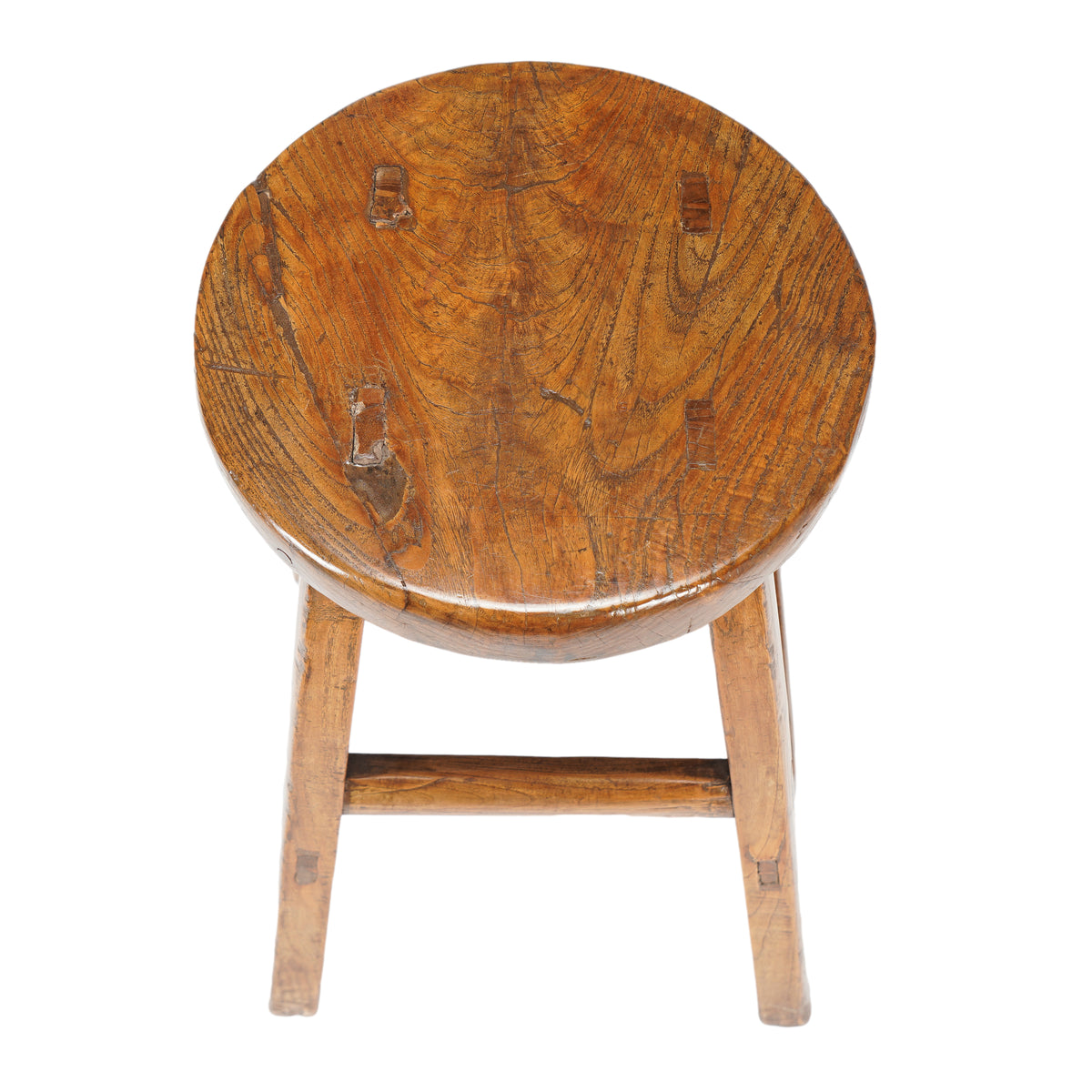 Chinese elm wood circular seat stool, 1875-1900