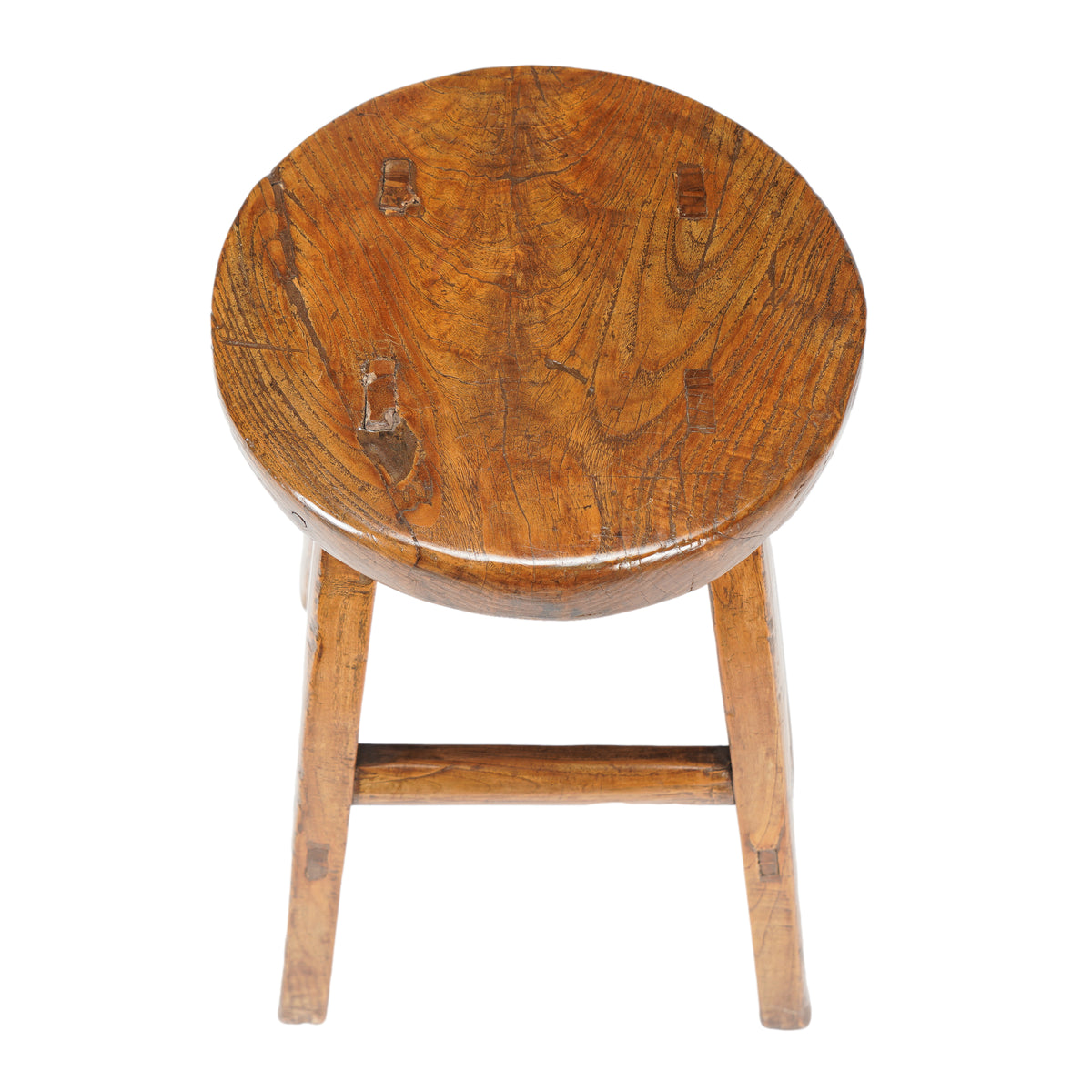 Chinese elm wood circular seat stool, 1875-1900
