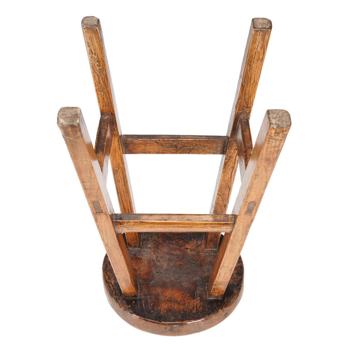Chinese elm wood circular seat stool, 1875-1900
