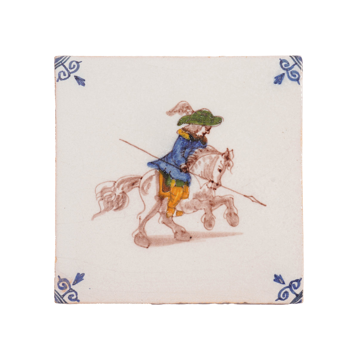 Set of 6 Old Dutch Hand Painted Makkum Delft Tiles by Royal Tichelaar Makkum, c. 1880