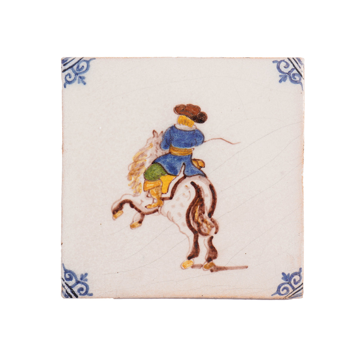 Set of 6 Old Dutch Hand Painted Makkum Delft Tiles by Royal Tichelaar Makkum, c. 1880
