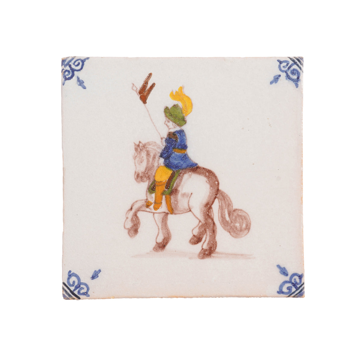 Set of 6 Old Dutch Hand Painted Makkum Delft Tiles by Royal Tichelaar Makkum, c. 1880