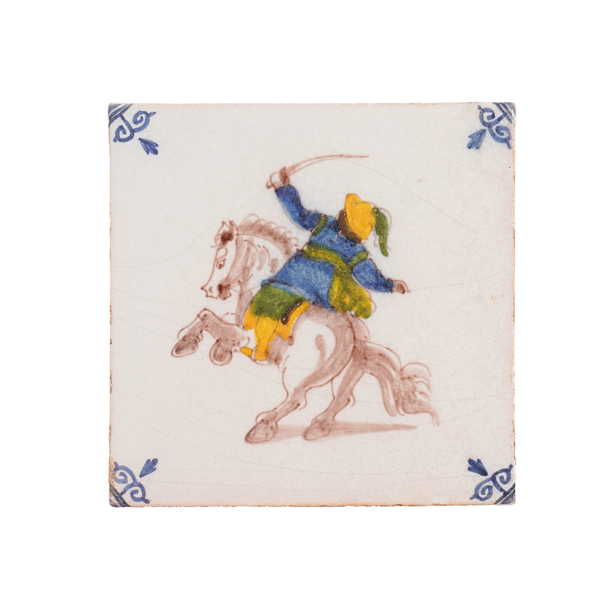 Set of 6 Old Dutch Hand Painted Makkum Delft Tiles by Royal Tichelaar Makkum, c. 1880