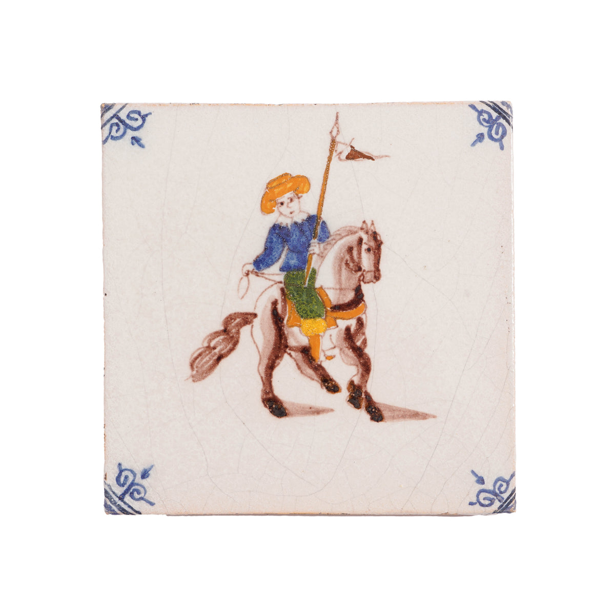 Set of 6 Old Dutch Hand Painted Makkum Delft Tiles by Royal Tichelaar Makkum, c. 1880